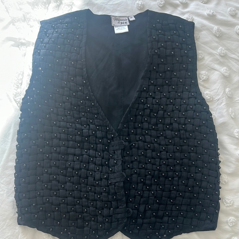 Women's Black Beaded Vest